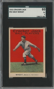 1915 Cracker Jack #52 Zach Wheat - SGC 60 EX 5